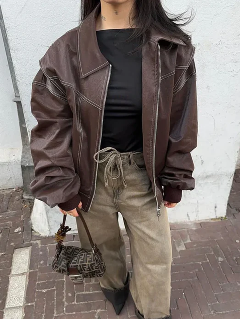 Freja – Giacca oversize a contrasto con vestibilità alla moda