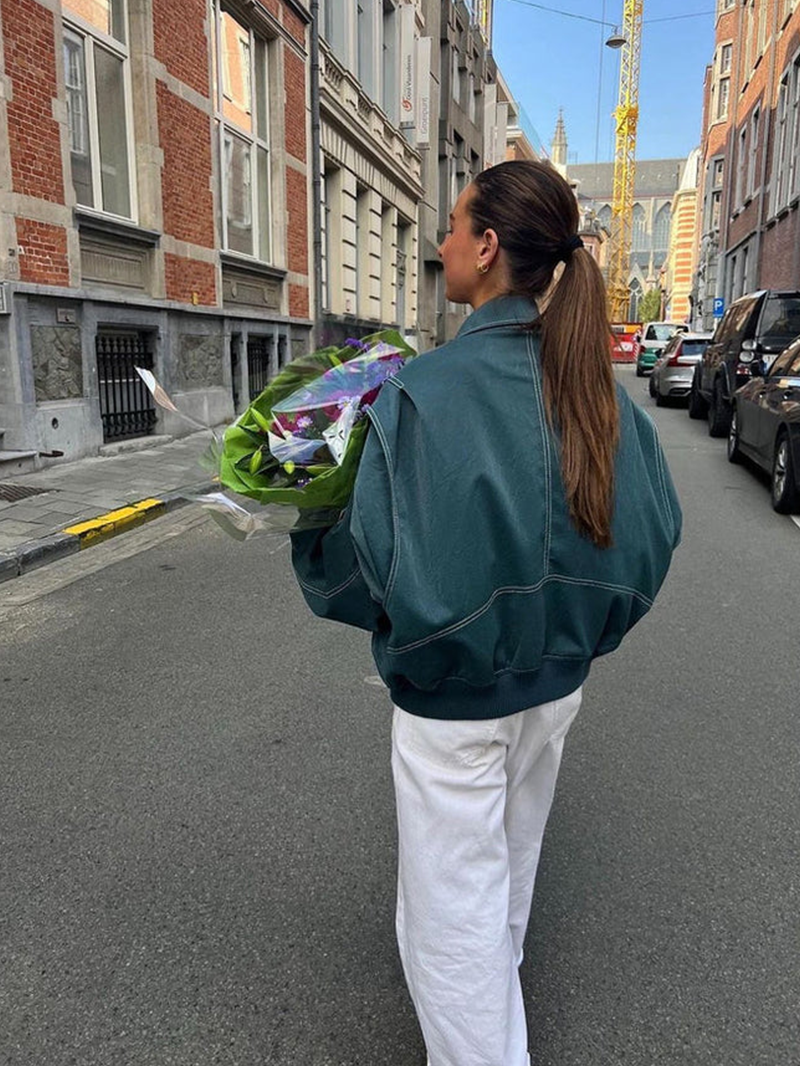 Freja – Giacca oversize a contrasto con vestibilità alla moda