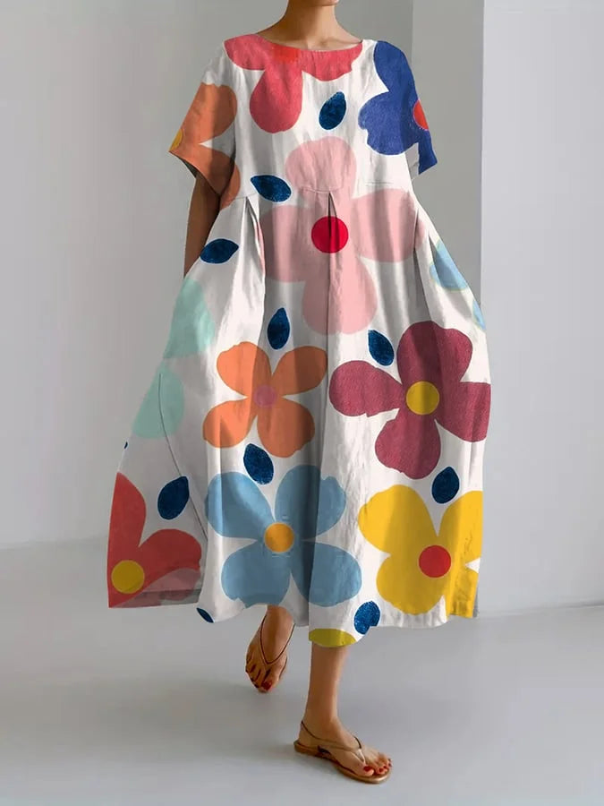 ELIANA | Abito Midi Floreale con Stile Spensierato e Comfort Estivo per Giornate Colorate